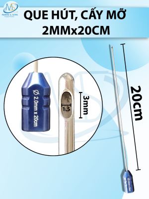 Que hút mỡ 1 lỗ 2mmx20cm, lỗ D3 R1,5