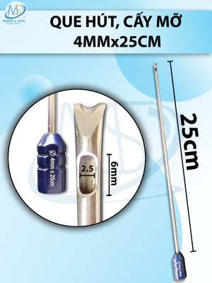 Que hút mỡ 1 lỗ có đầu tách mô 4mmx25cm D6 R2,5