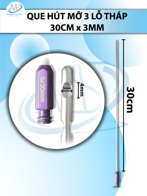 Que hút mỡ 30cm x 3mm 3 lỗ tháp D4 R3