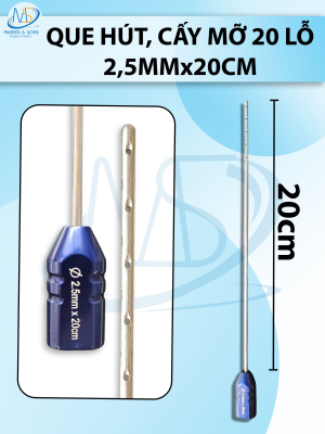 Que hút mỡ cấy 20 lỗ, que hút lỗ sắc bén cắt mỡ tốt 2,5mmx20cm