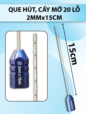 Que hút mỡ cấy 20 lỗ, que hút lỗ sắc bén cắt mỡ tốt 2mmx15cm