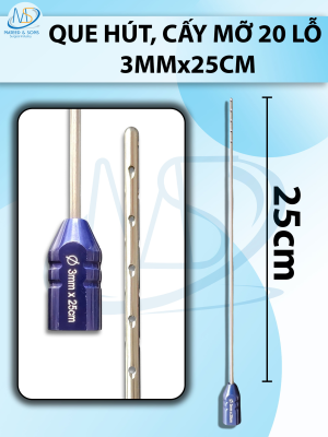 Que hút mỡ cấy 20 lỗ, que hút lỗ sắc bén cắt mỡ tốt 3mmx25cm, 20l 1x1mm
