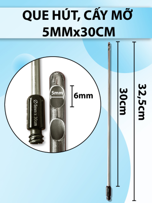 Que hút mỡ, cấy mỡ 30cm x 5mm 2 lỗ