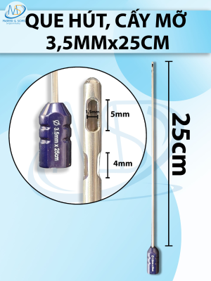 Que hút mỡ , dụng cụ hút mỡ 3,5mmx25cm, 3lỗ R1,5 D5 D4