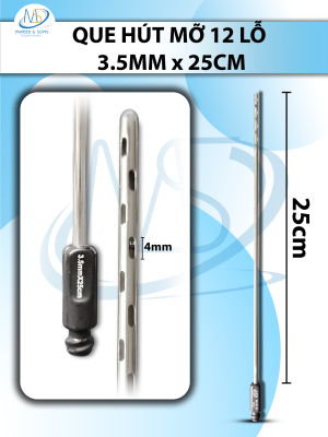 Que hút mỡ, kim hút  12 lỗ 3.5mmx25cm, lỗ r1.5 D4