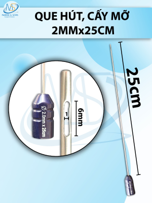 Que hút mỡ, kim hút mỡ 2 lỗ 2mmx25cm, lỗ D6 R1
