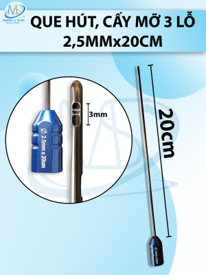 Que hút mỡ , kim hút mỡ 3 lỗ 2,5mmx20cm,ỗ d3 r1