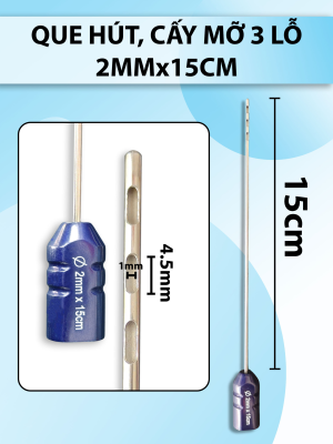 Que hút mỡ , kim hút mỡ 3 lỗ 2mmx15cm, 3ỗ D4,5xR1